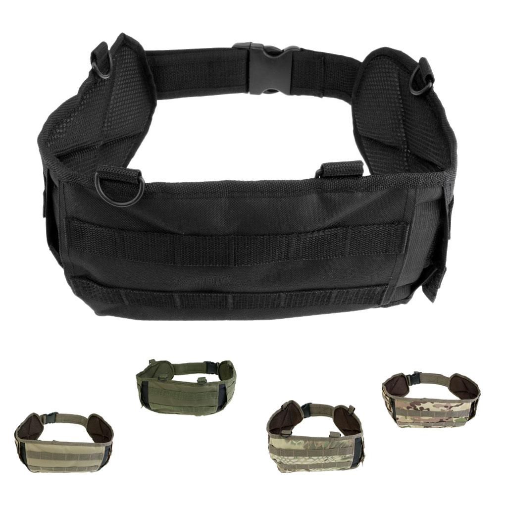 Tactical Battle Molle Belt Webbing Combat Waist Padded Belt Black