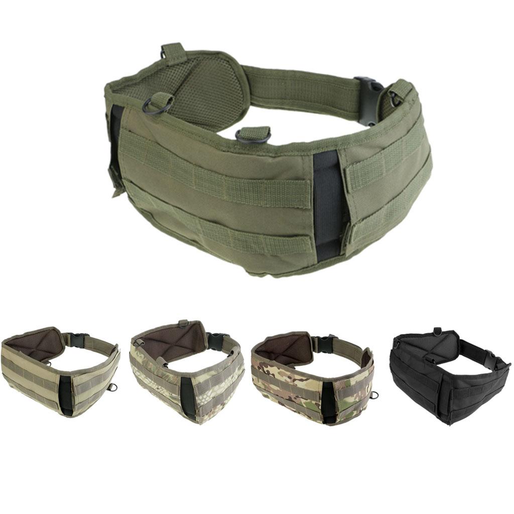 Tactical Battle Molle Belt Webbing Combat Waist Padded Belt Black