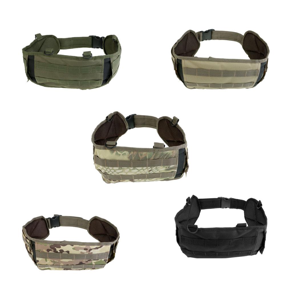 Tactical Battle Molle Belt Webbing Combat Waist Padded Belt Black
