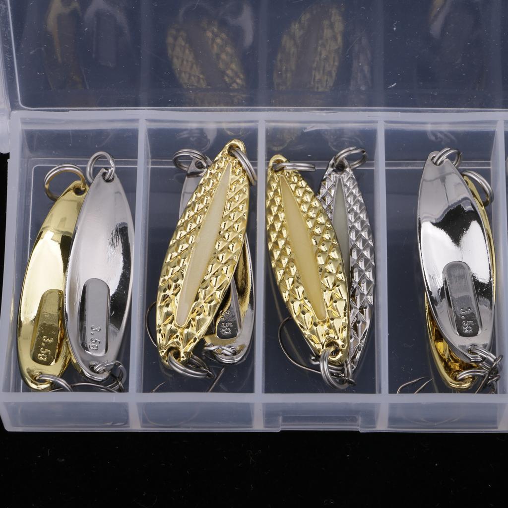 10pcs Fishing Baits Metal Spinner Spoon Fishing Lures Sequins 3.5g Luminous