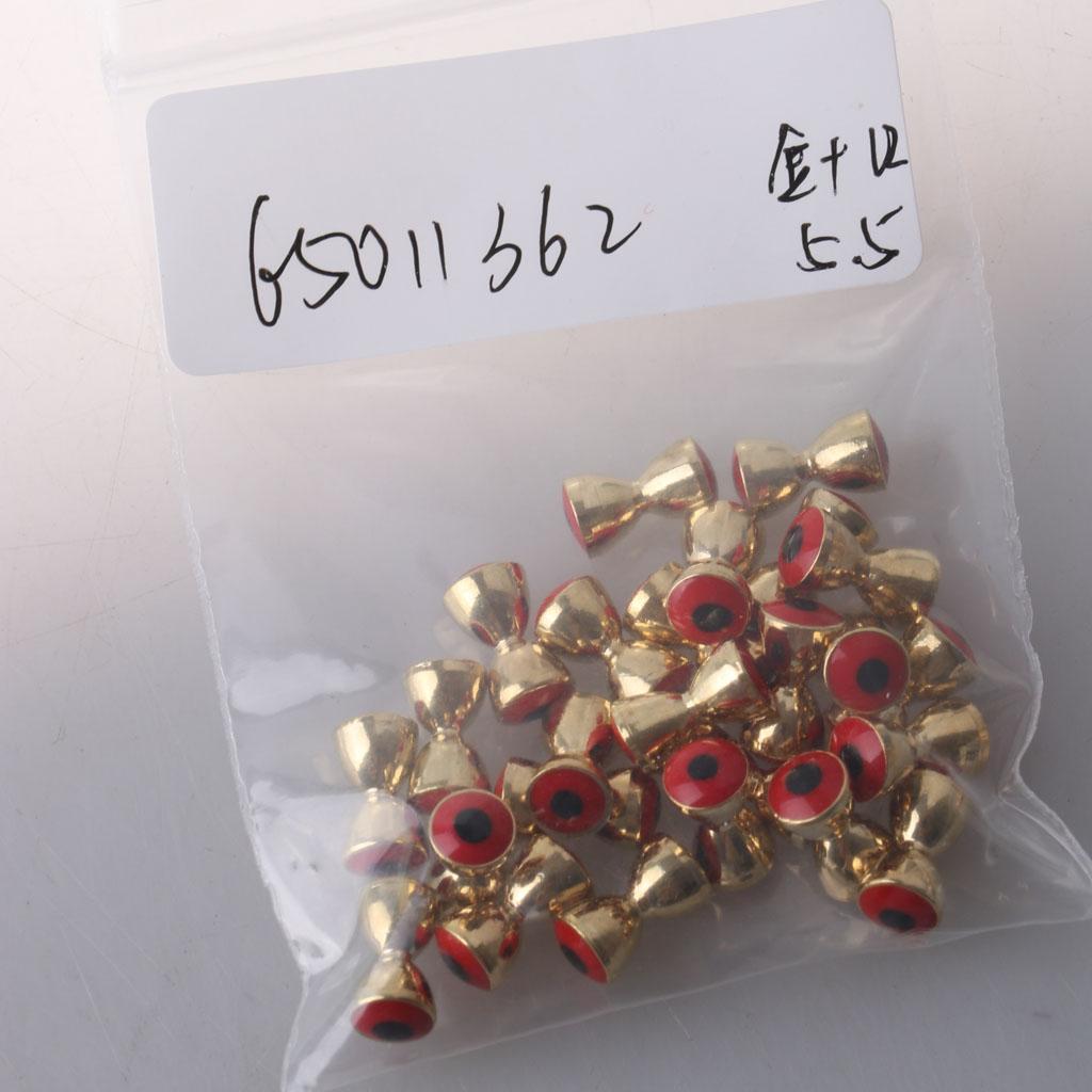 25Pcs Fly Tying Beads Brass Dumbbell Bead with Eyes Fly Tying Material 5.5mm