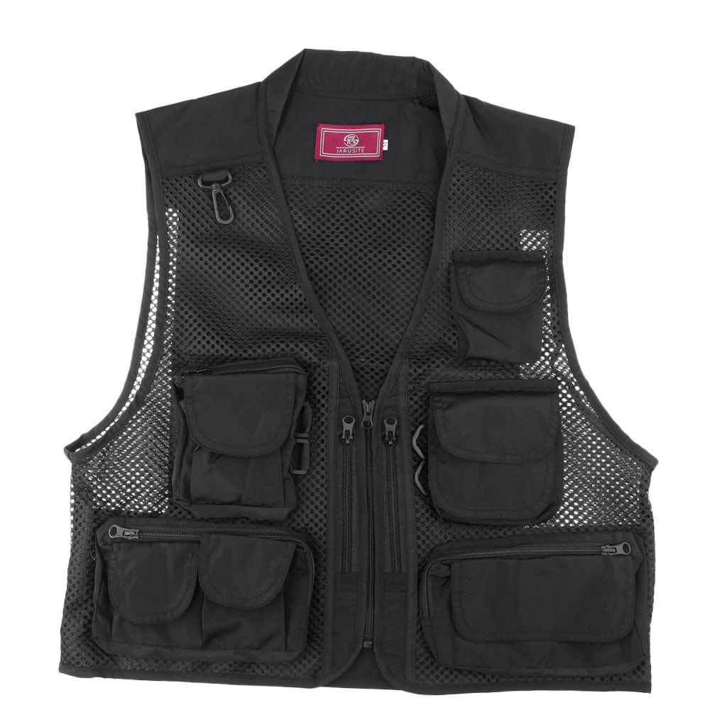 Multi-pocket Fishing Vest Men Outdoor Sport Photography Vest XL Black