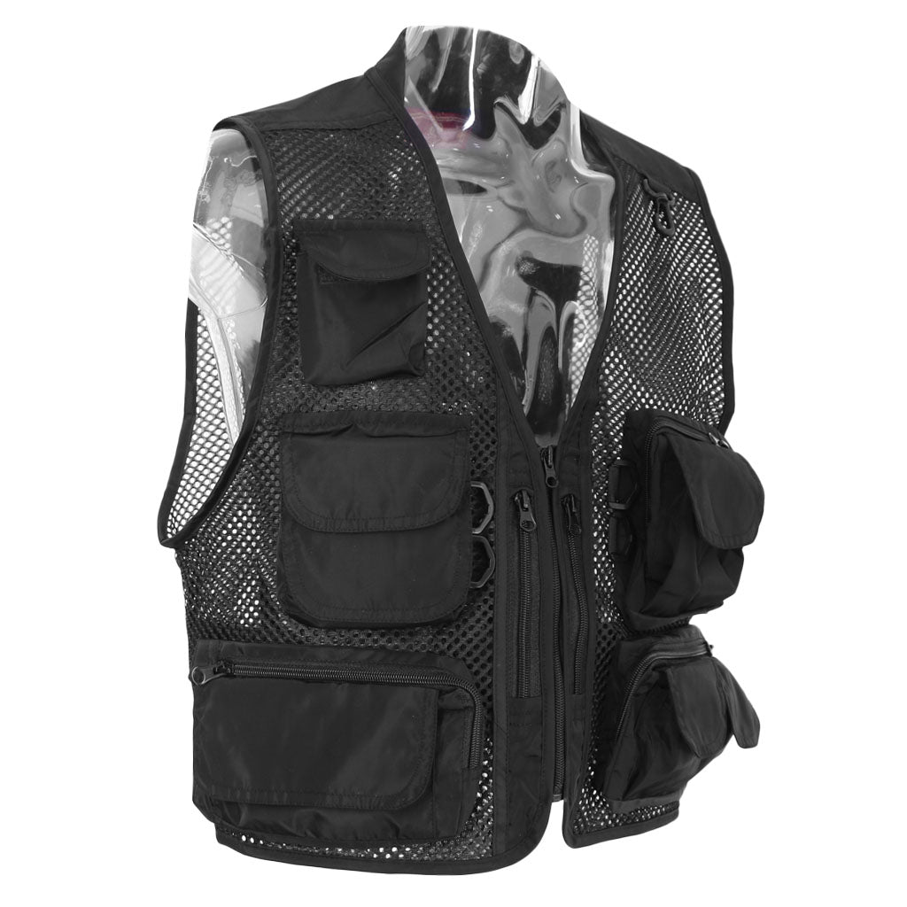 Multi-pocket Fishing Vest Men Outdoor Sport Photography Vest XL Black