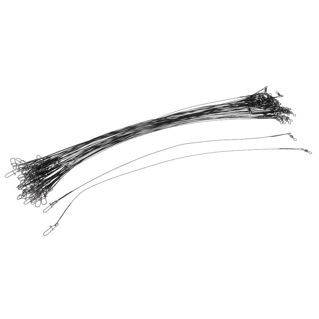 50x Stainless Steel Fishing Wire Leaders with Nice Snaps and Rolling Swivels