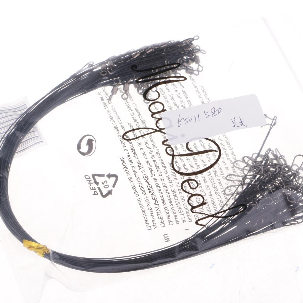 50x Stainless Steel Fishing Wire Leaders with Nice Snaps and Rolling Swivels