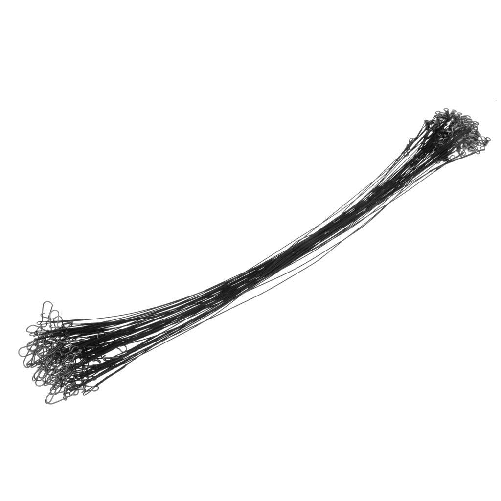 50x Stainless Steel Fishing Wire Leaders with Nice Snaps and Rolling Swivels