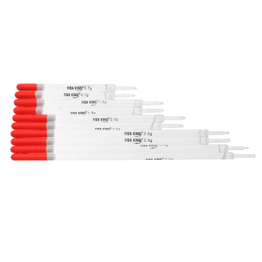 10pcs Rock Fishing Buoy Plastic Fishing Floats Set Crystal Waggler Model 2