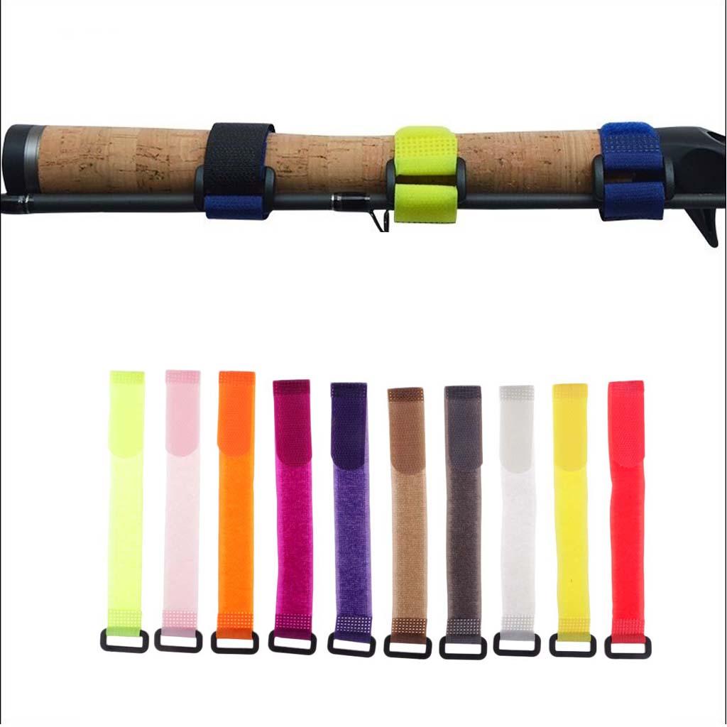 10pcs 20cm Fishing Rod Belts Nylon Reusable Fishing Rod Tie Strap Holder