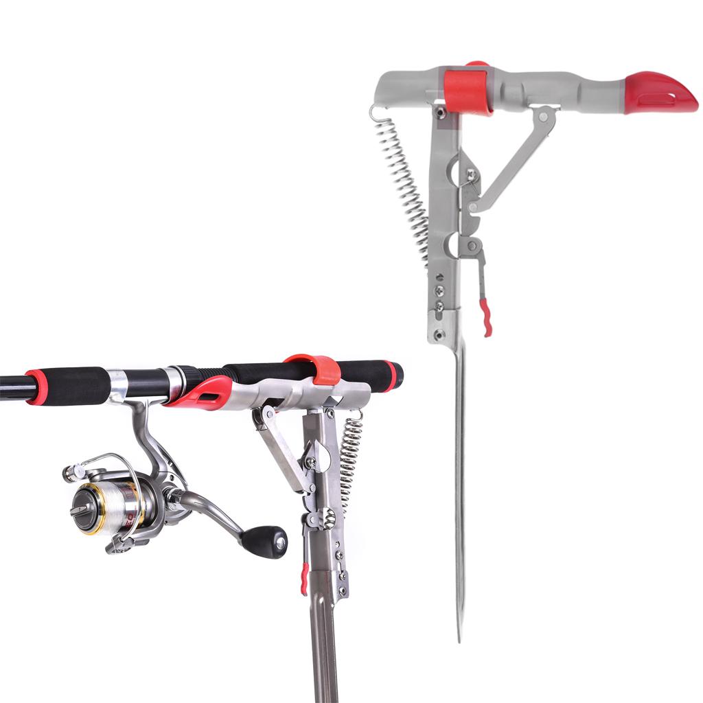 Automatic Spring Fishing Rod Bracket Holder for Ground, Adjustable Strength