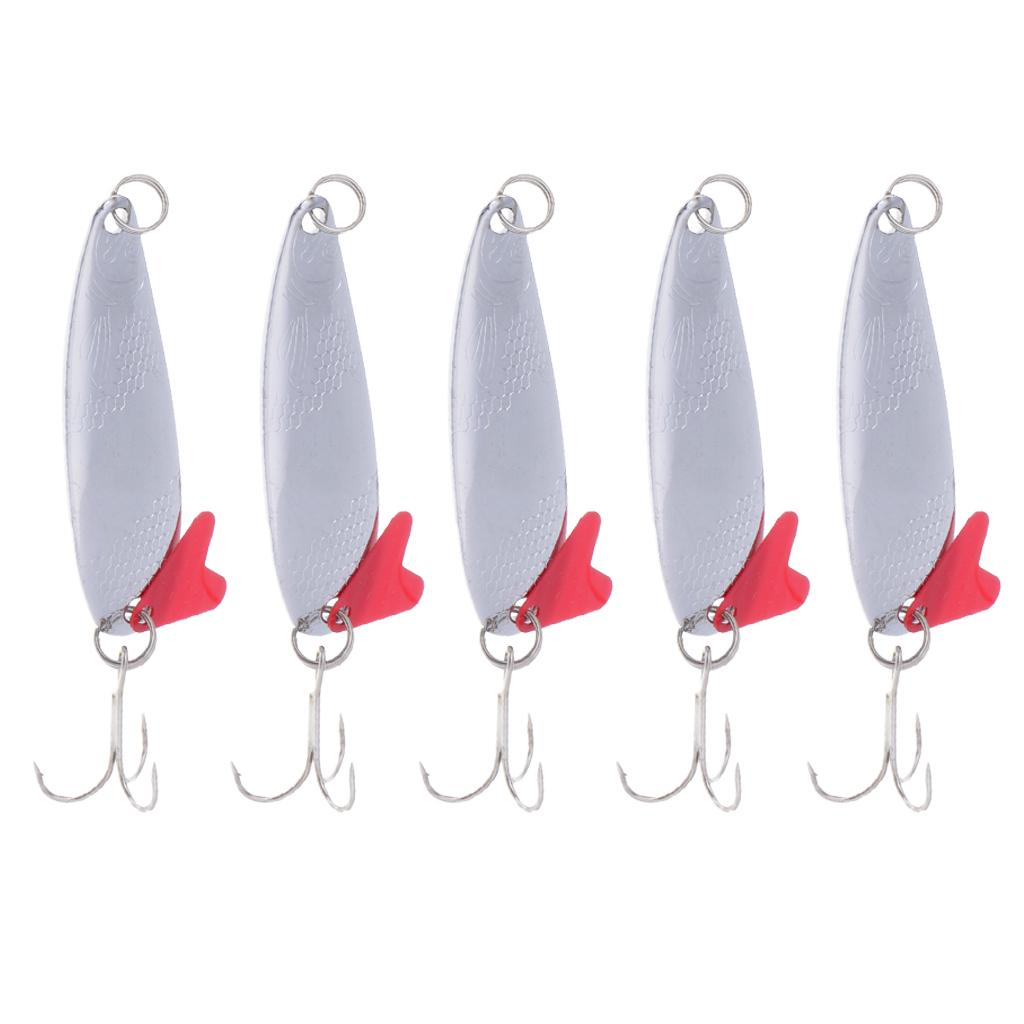 5pcs Fishing Spoon Lure Spinner Baits Crank Baits Treble Hook Type 3