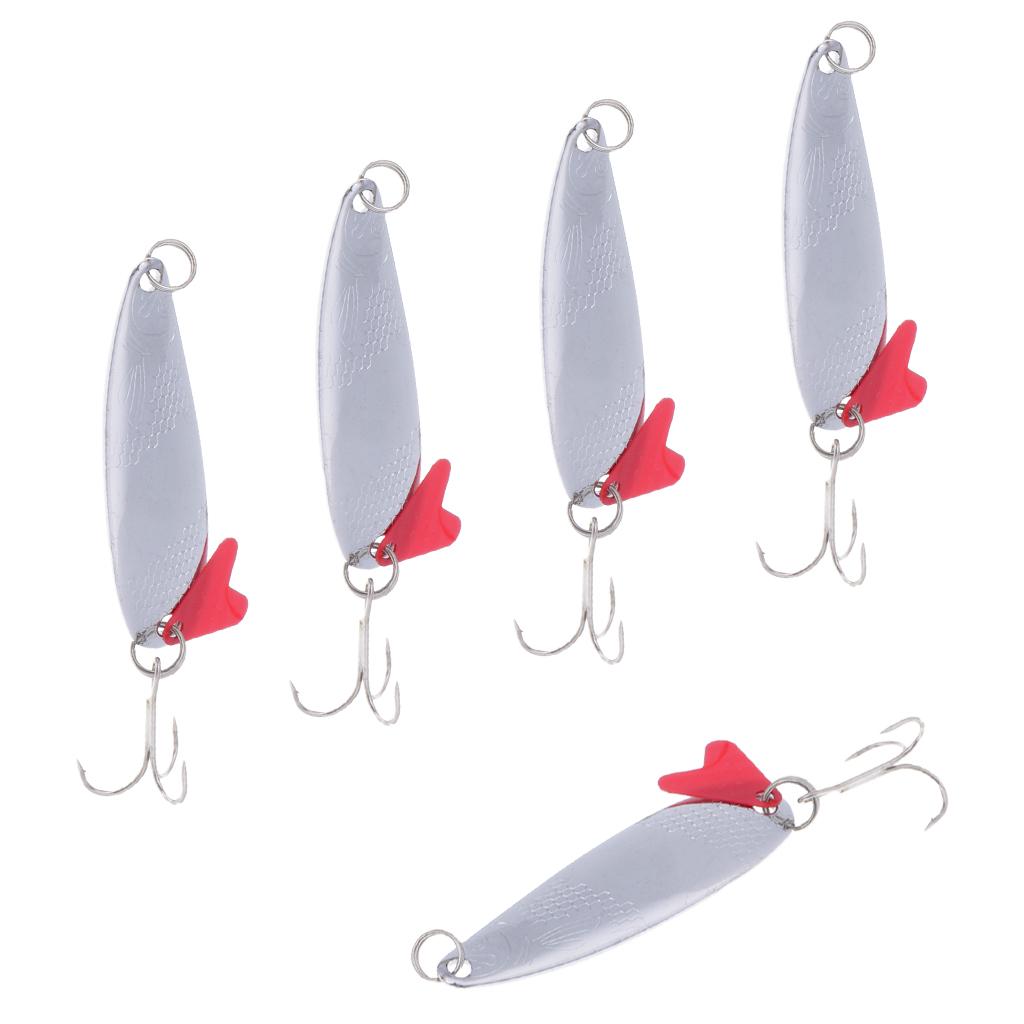 5pcs Fishing Spoon Lure Spinner Baits Crank Baits Treble Hook Type 3