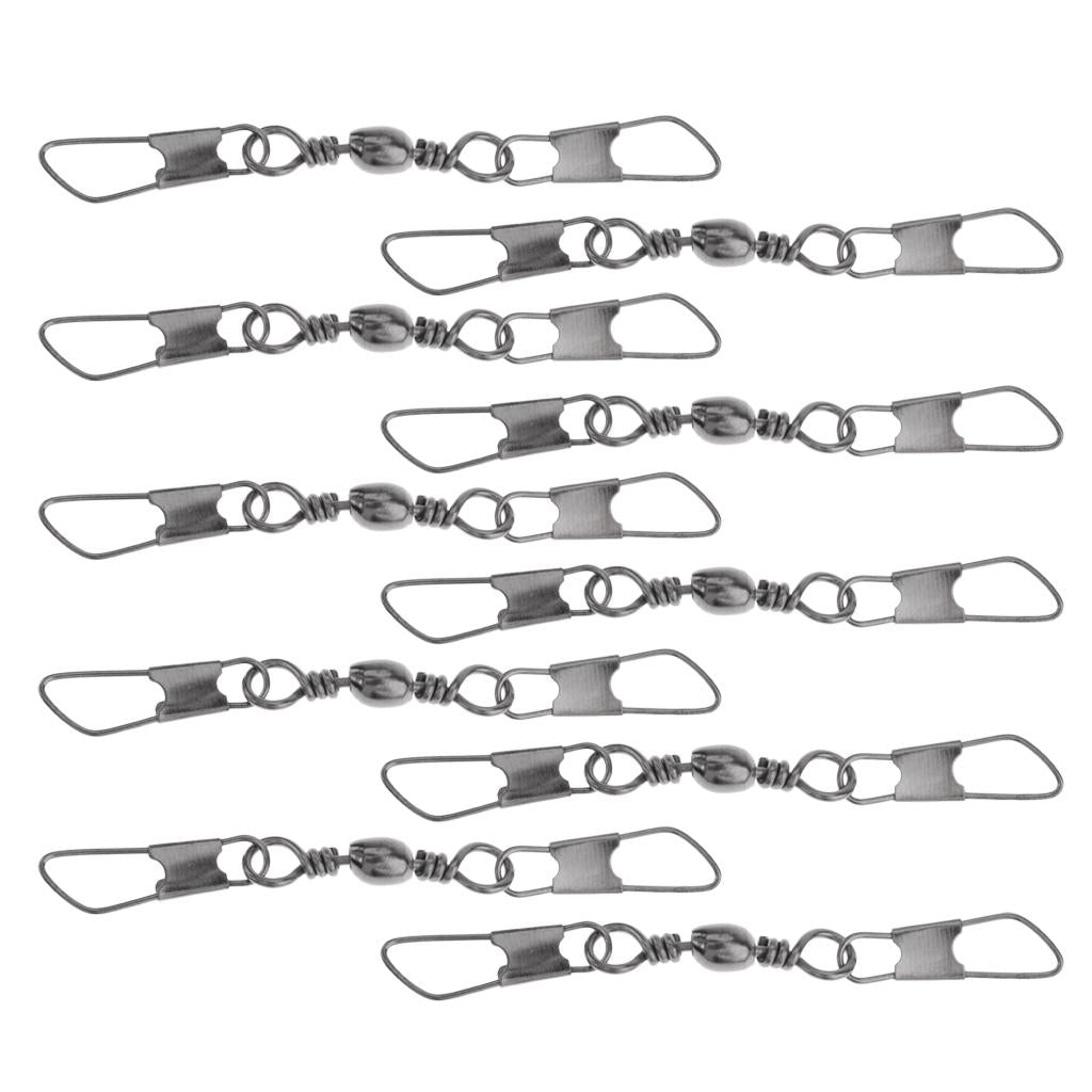 10pcs Barrel Swivels with Interlock Snap Fishing Lure Tackle Connector 10#
