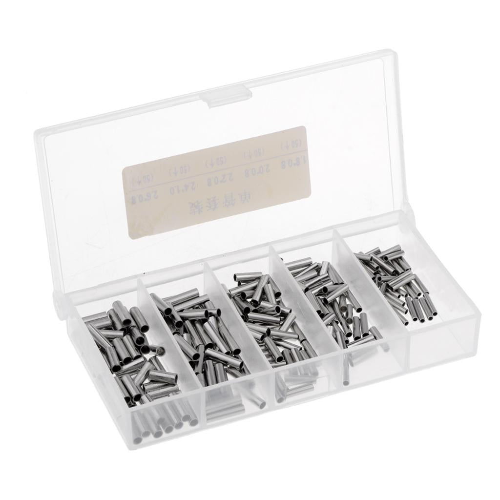 250pcs Fishing Single Barrel Crimp Sleeves Connectors Fishing Tackle Rigs