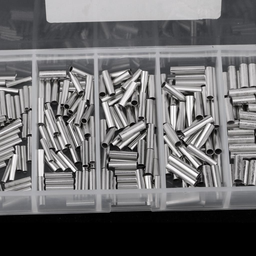 250pcs Fishing Single Barrel Crimp Sleeves Connectors Fishing Tackle Rigs