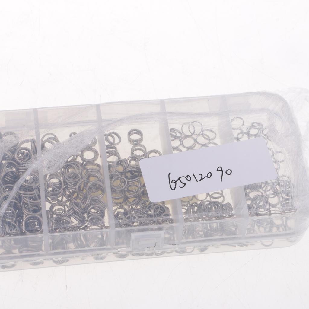 500Pcs Stainless Steel Fishing Snap Split Ring Lures Line Connector with Box