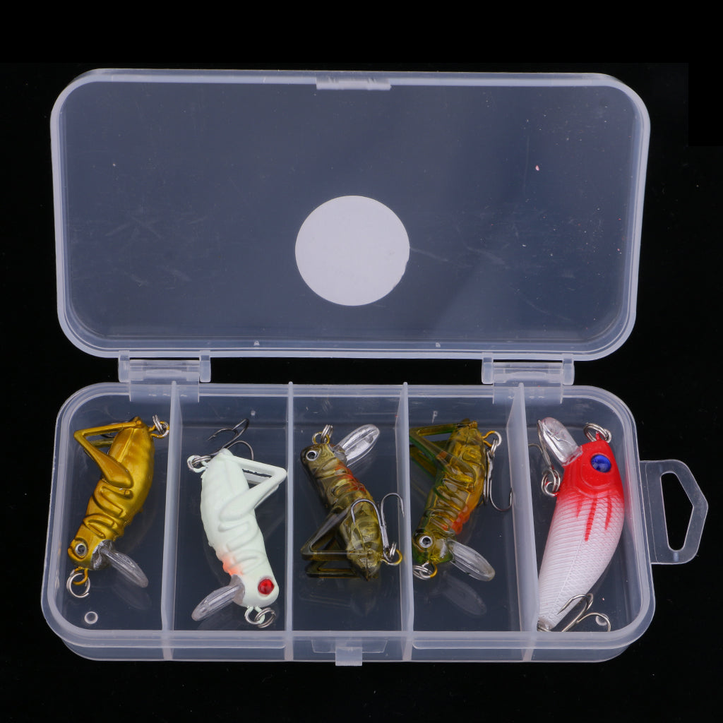 5Pcs/Lot Fishing Lure Artificial Locust Grasshopper Lures + Minnow Hard Bait