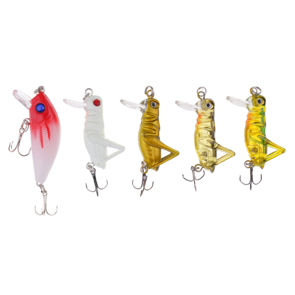 5Pcs/Lot Fishing Lure Artificial Locust Grasshopper Lures + Minnow Hard Bait