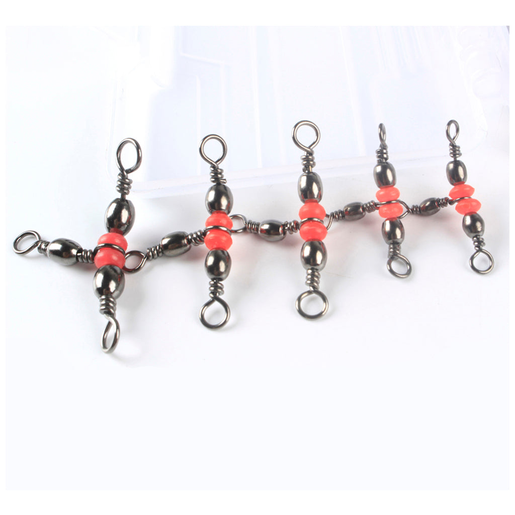 50pcs 3 Way Brass Fishing Rolling Barrel Swivel Bearing Connector Solid Ring