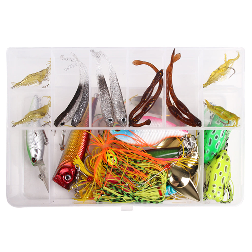 22Pcs Fishing Lures Kit Mixed Hard Soft Lures Spoon Baits and Accessories