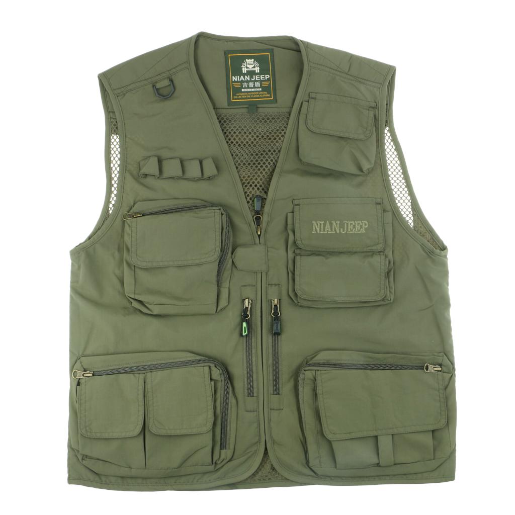 Men's Multi Pocket Camera Outdoor Travelers Fishing Photography Vest L