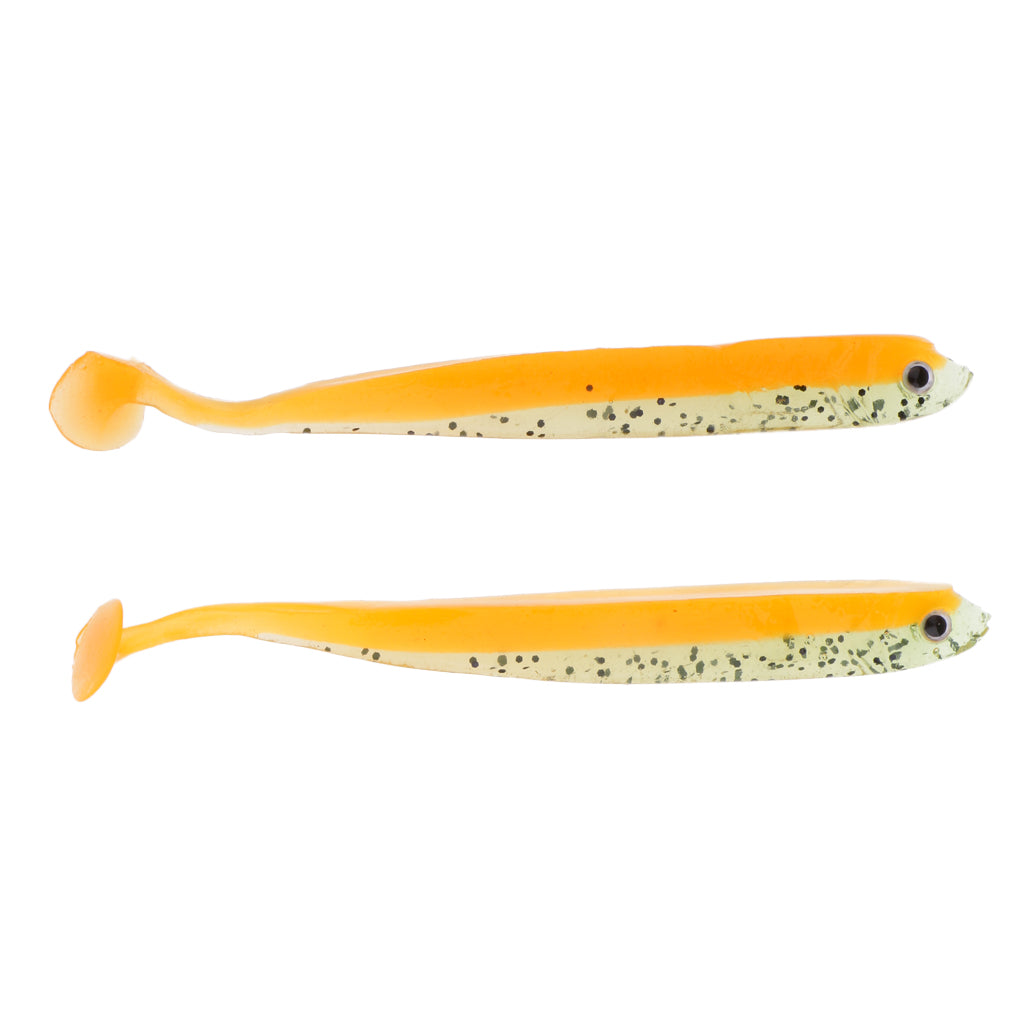 2pcs 3D Eye Fish Shaped Soft T Tail Fishing Lure Bass Trout Baits Orange