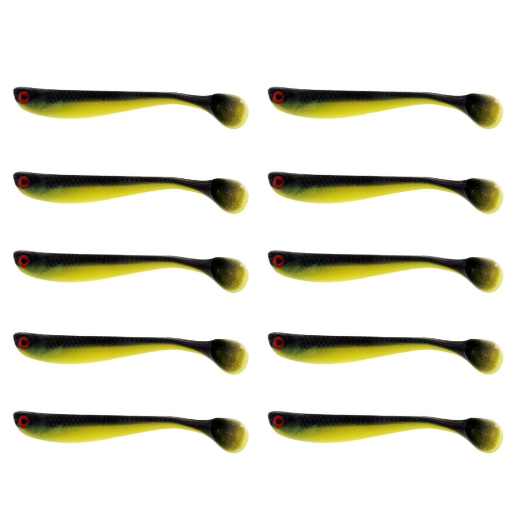10 Pieces Soft Fishing Bait T Tail Fishing Lure Plastic Worm Swimbait Green
