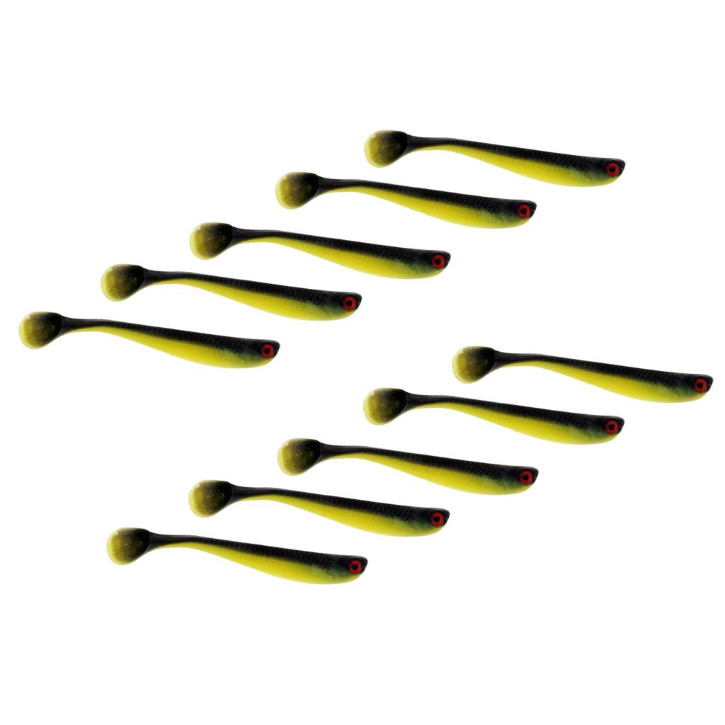 10 Pieces Soft Fishing Bait T Tail Fishing Lure Plastic Worm Swimbait Green