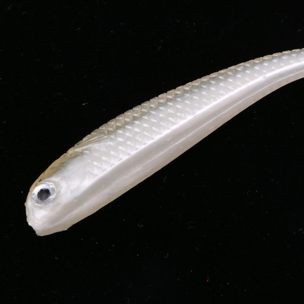 10 Pieces Soft Fishing Bait T Tail Fishing Lure Plastic Worm Swimbait White