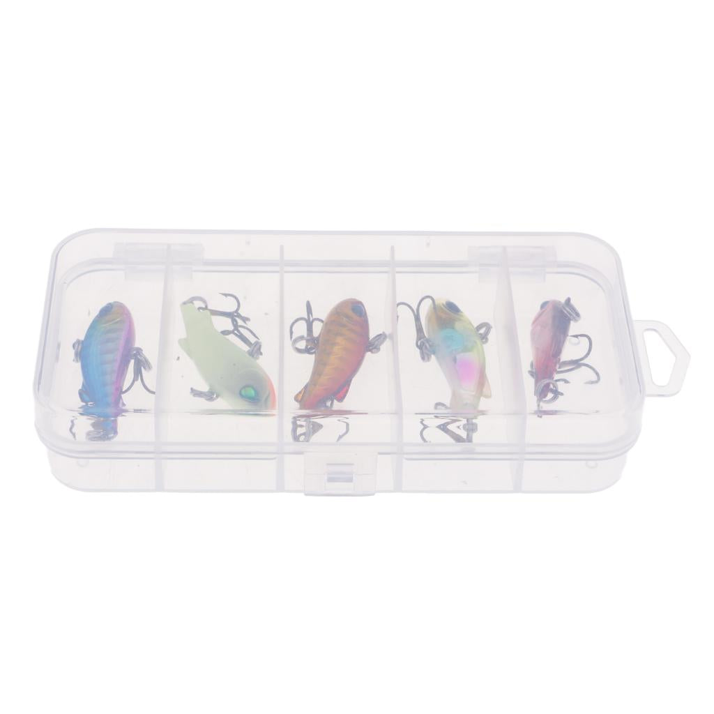 5pcs 3D Eye Minnow VIB Crankbaits Fishing Lure Kit Hard Baits with Box 4cm