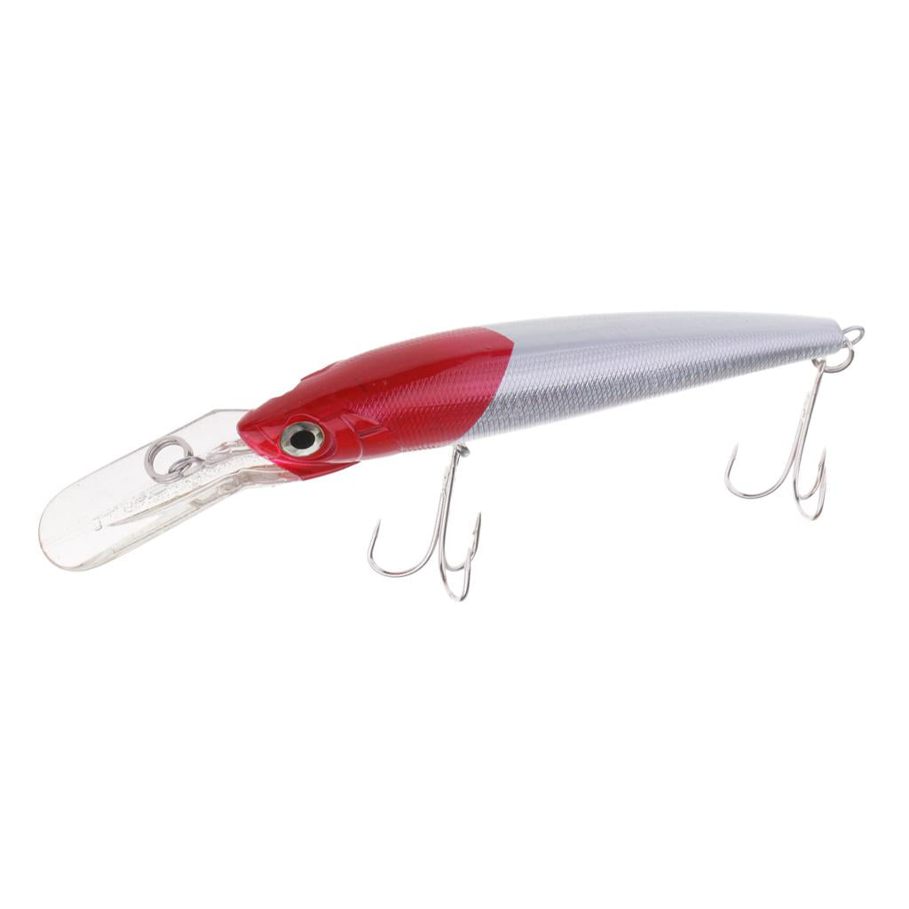 Minnow Fishing Lure Hard Baits Crankbait Hook Tackle Lure Treble Hook Red White