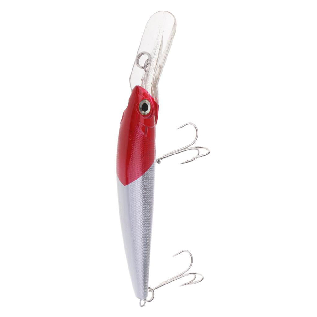 Minnow Fishing Lure Hard Baits Crankbait Hook Tackle Lure Treble Hook Red White