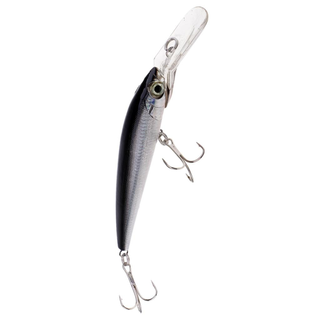 Minnow Fishing Lure Hard Baits Crankbait Hook Tackle Lure Treble Hook Black Silver