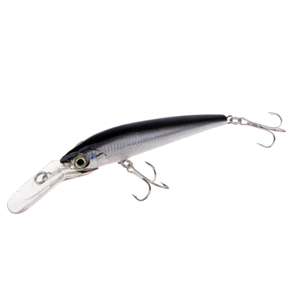 Minnow Fishing Lure Hard Baits Crankbait Hook Tackle Lure Treble Hook Black Silver