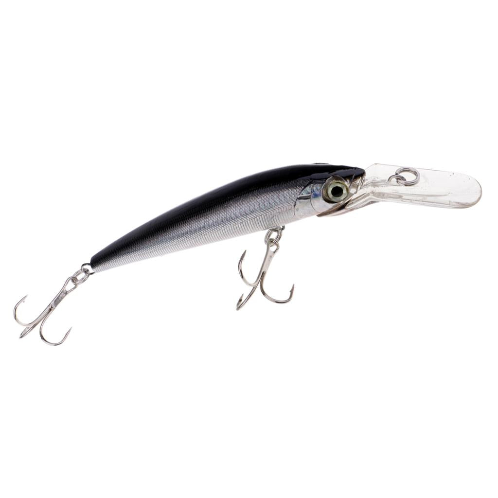 Minnow Fishing Lure Hard Baits Crankbait Hook Tackle Lure Treble Hook Black Silver