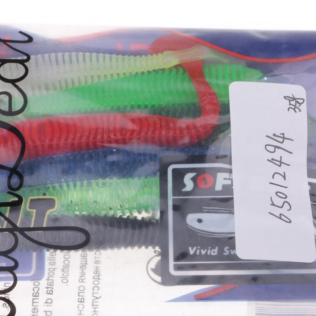 10Pcs/lot Worm Shaped Soft T Tail Fishing Lure Bass Trout Baits Tackle 8.5cm
