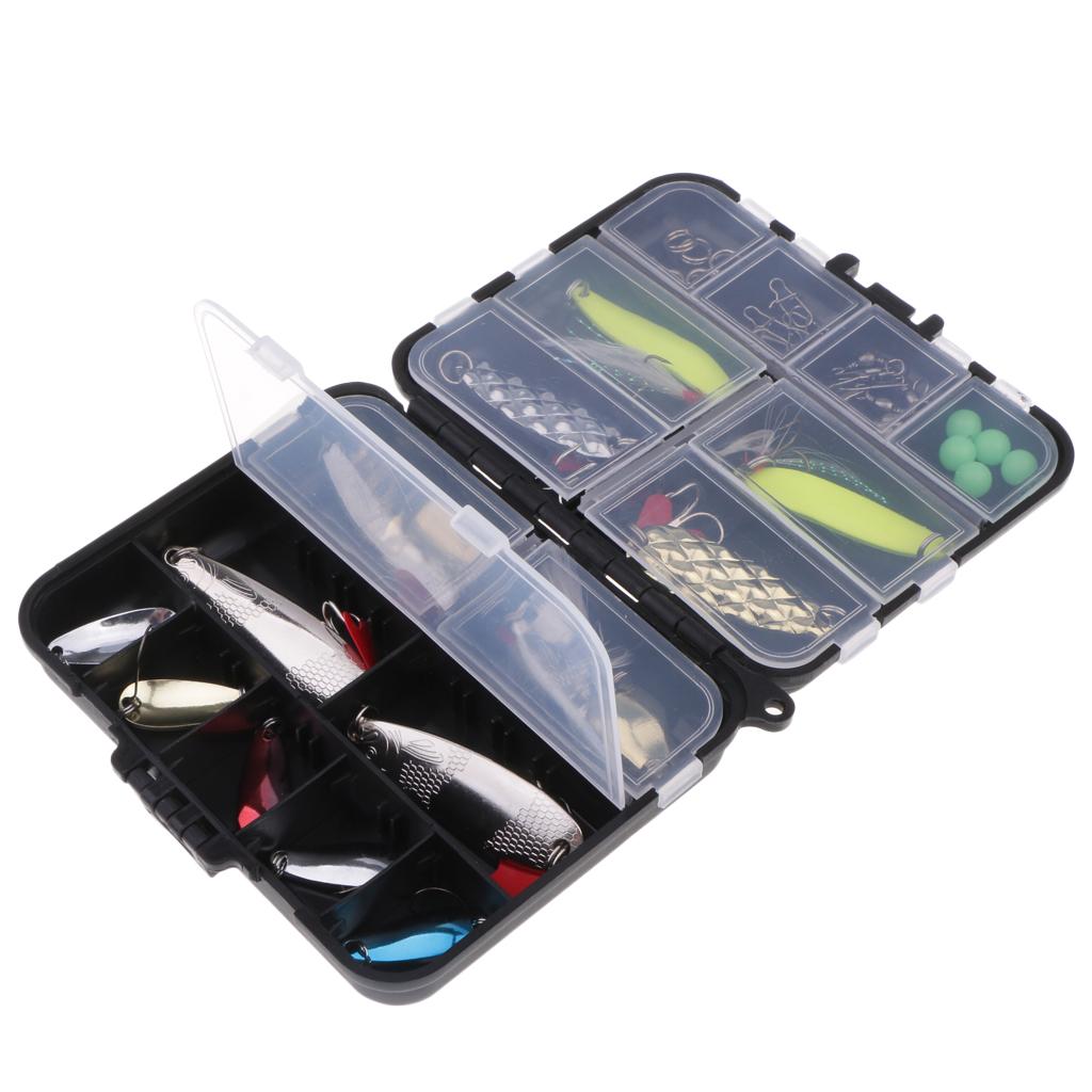 36Pcs Fishing Lure Kit Mixed Spoon Baits Luminous Bead Snap Bead Accessories