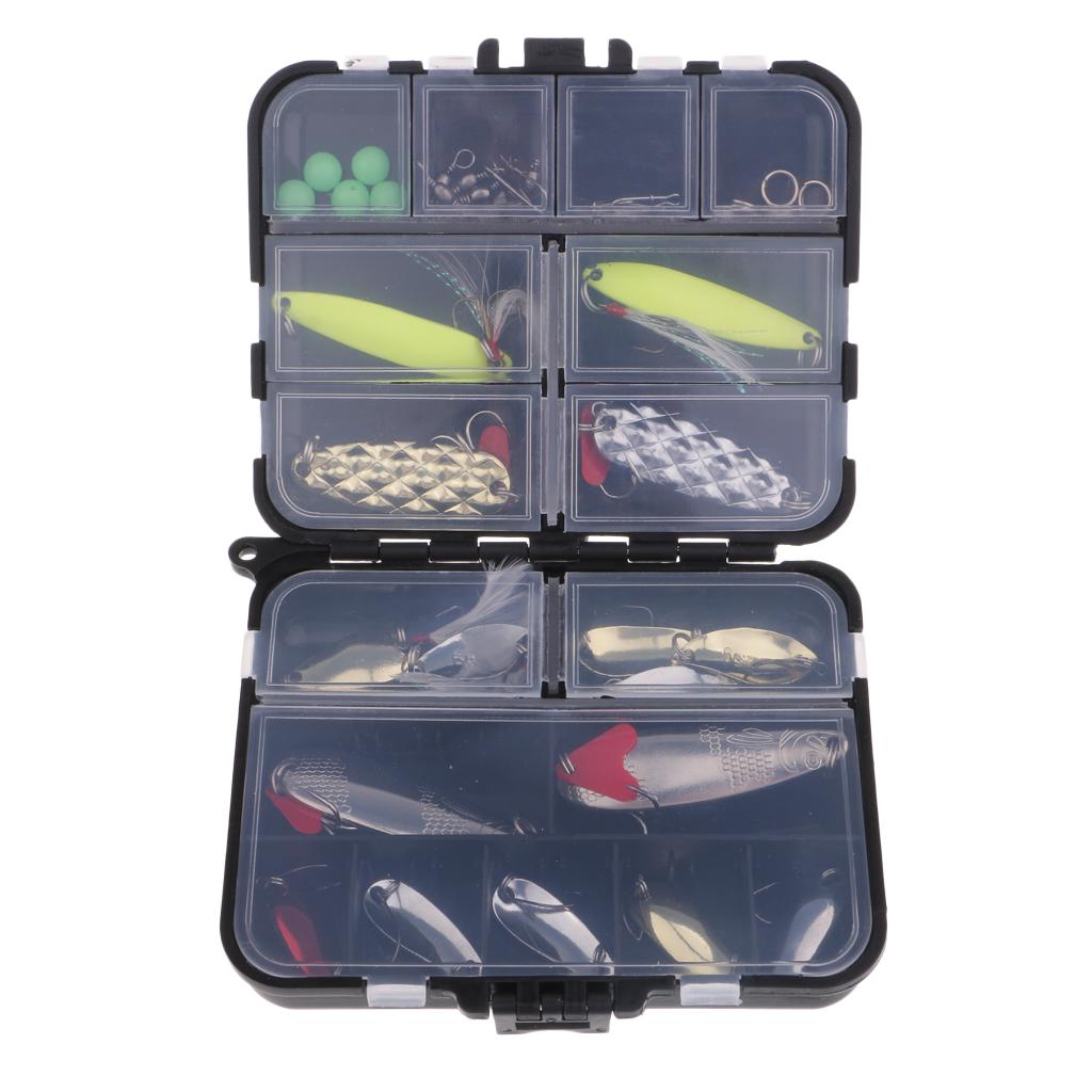 36Pcs Fishing Lure Kit Mixed Spoon Baits Luminous Bead Snap Bead Accessories