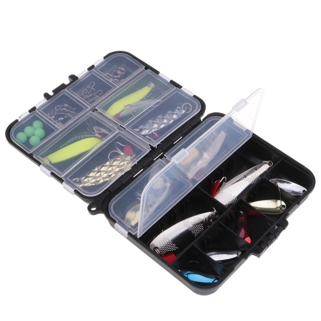 36Pcs Fishing Lure Kit Mixed Spoon Baits Luminous Bead Snap Bead Accessories