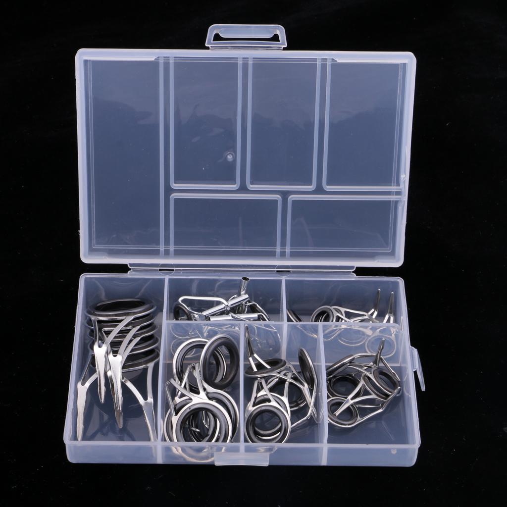 35pcs Fishing Rod Guides Eye Ring Rod Repair Kit Mixed Size for Rod Building