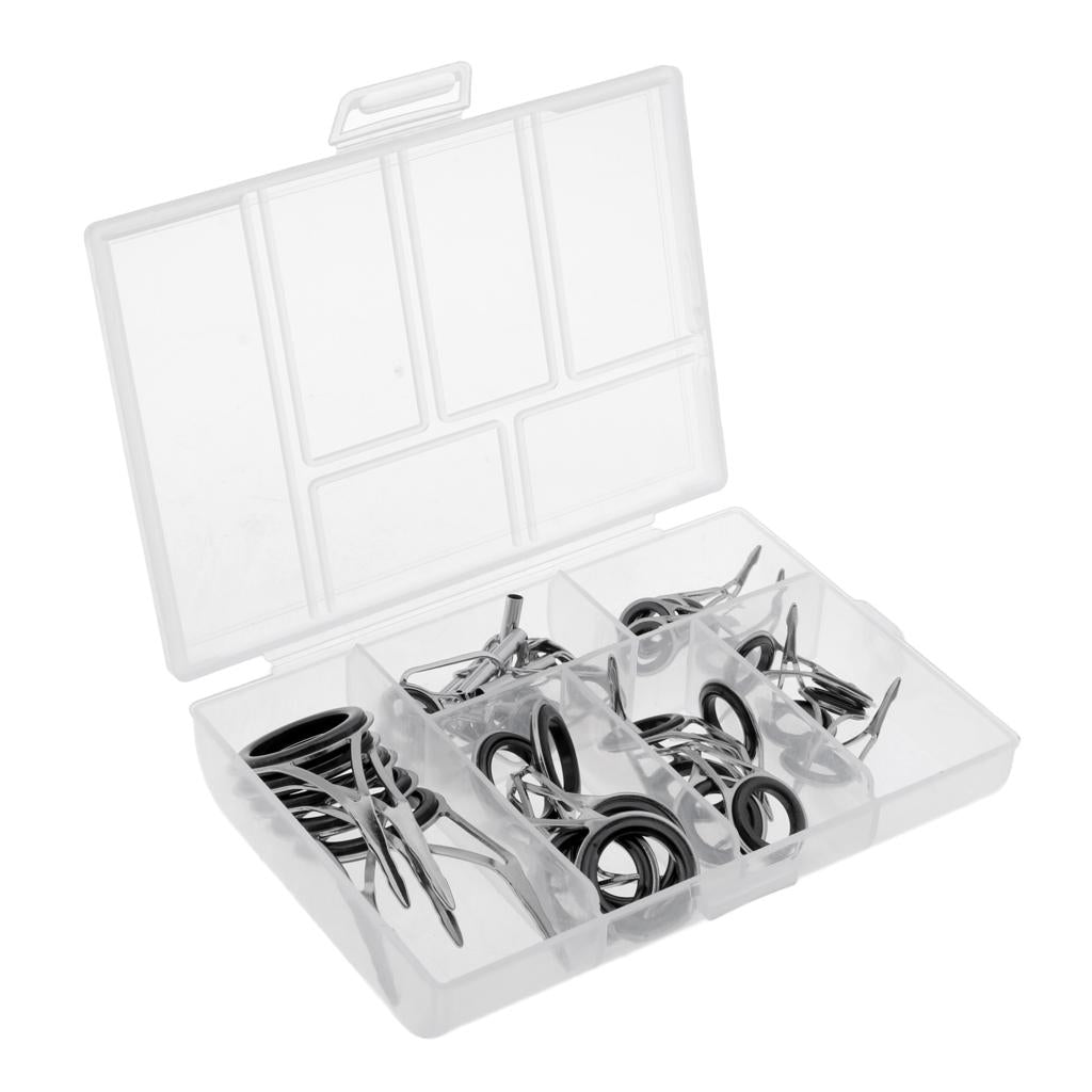 35pcs Fishing Rod Guides Eye Ring Rod Repair Kit Mixed Size for Rod Building