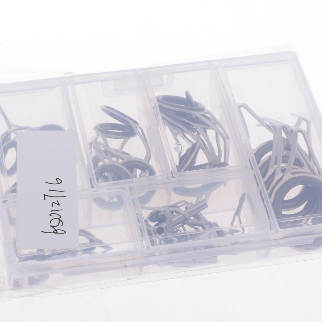 35pcs Fishing Rod Guides Eye Ring Rod Repair Kit Mixed Size for Rod Building
