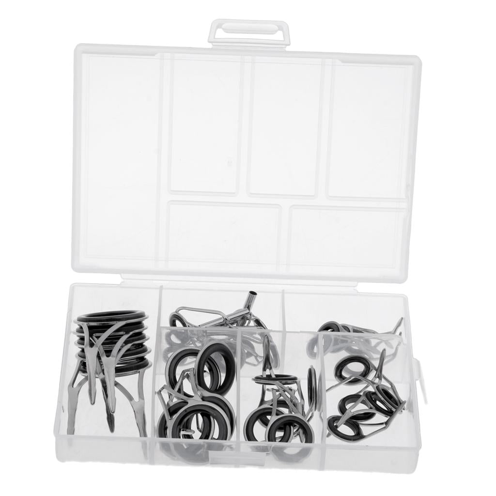 35pcs Fishing Rod Guides Eye Ring Rod Repair Kit Mixed Size for Rod Building