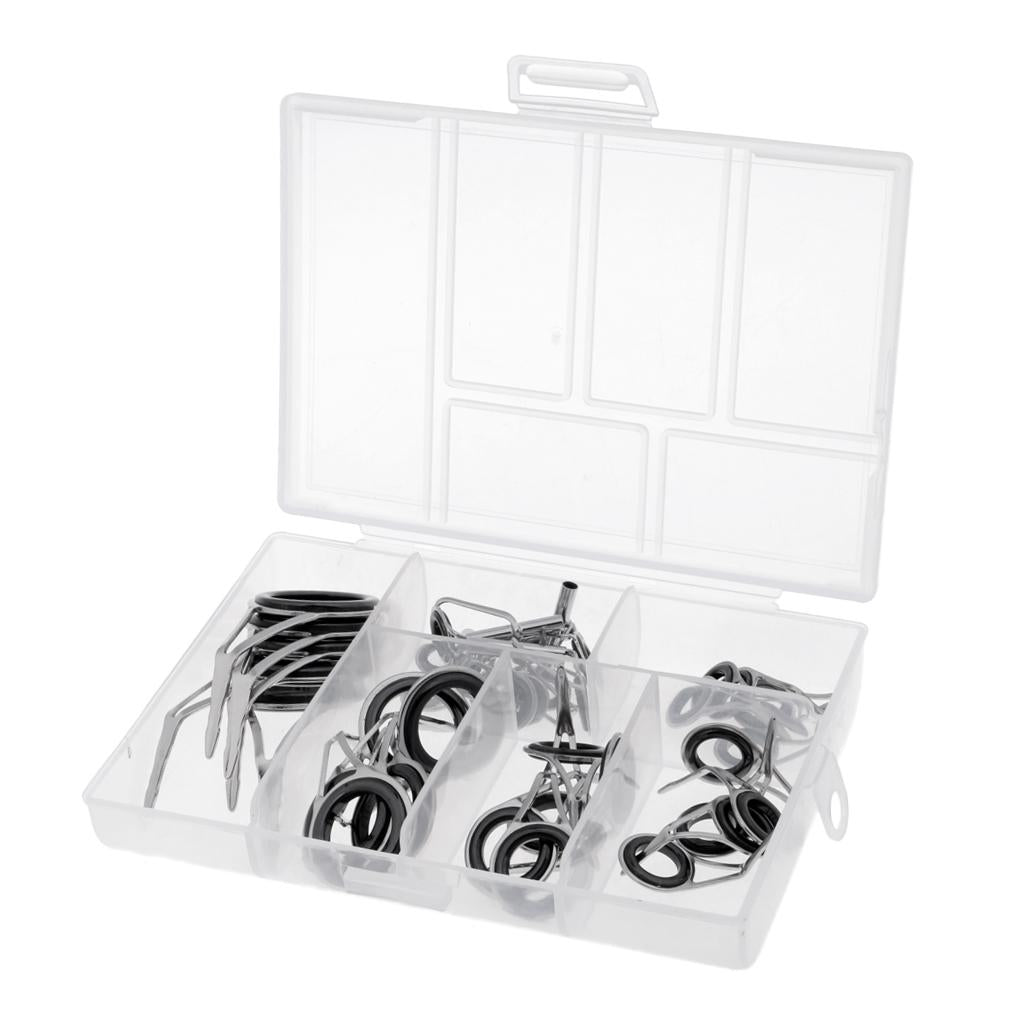 35pcs Fishing Rod Guides Eye Ring Rod Repair Kit Mixed Size for Rod Building