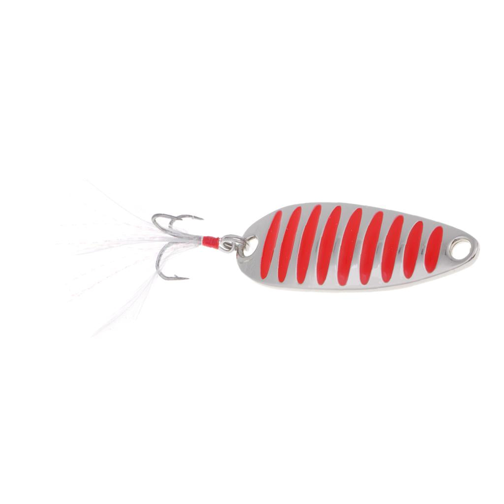 Spoon Fishing Lure Metal Hard Lure Fishing Jig Bait Hook Bait Red,Silver 15g