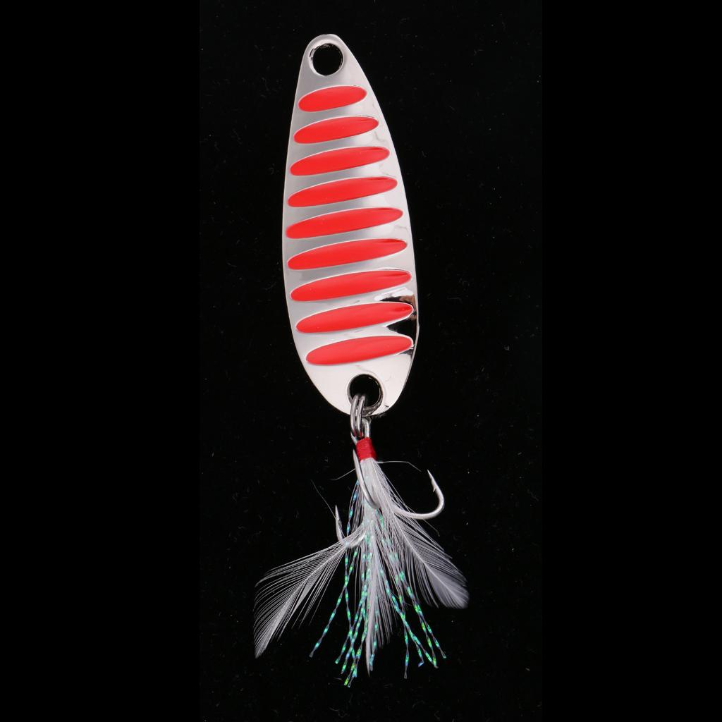 Spoon Fishing Lure Metal Hard Lure Fishing Jig Bait Hook Bait Red,Silver 15g