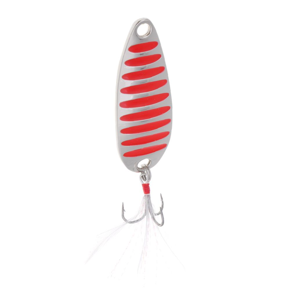 Spoon Fishing Lure Metal Hard Lure Fishing Jig Bait Hook Bait Red,Silver 15g