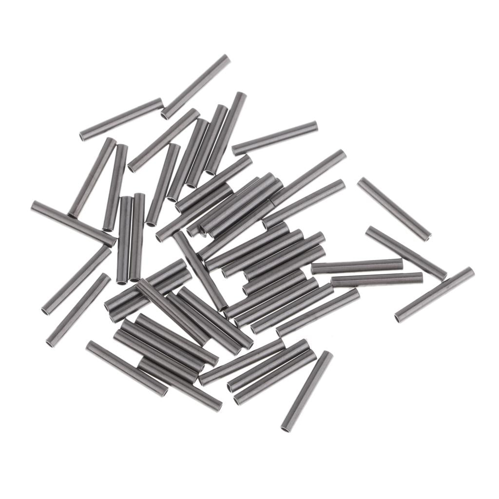 50Pcs Single Barrel Copper Crimp Sleeves Fishing Crimps Connector for Rigs D