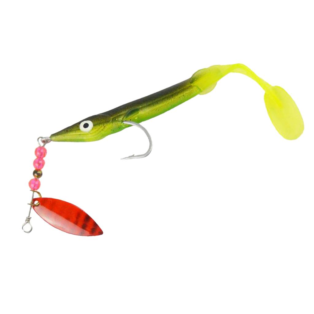1 Piece Soft Fishing Lure T Tail Fishing Bait Sequin Spinnerbait Crankbait