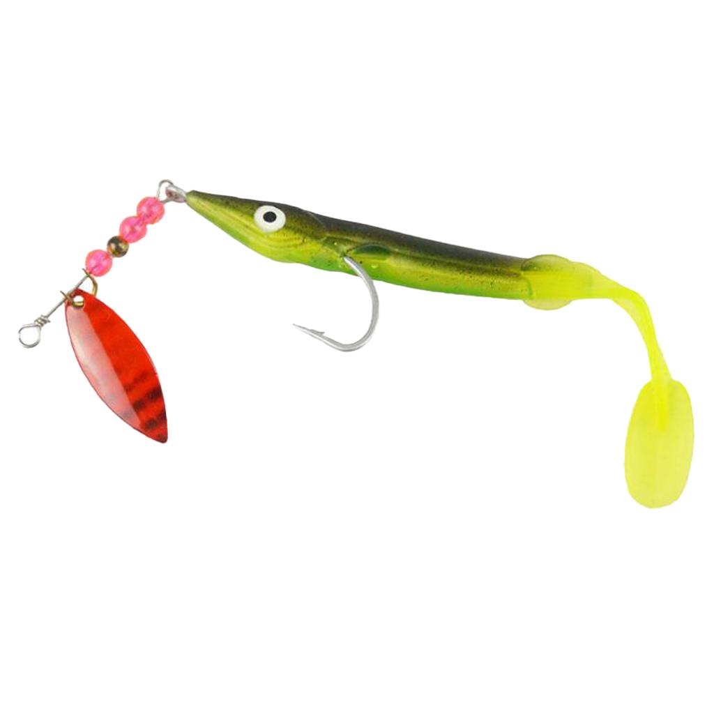 1 Piece Soft Fishing Lure T Tail Fishing Bait Sequin Spinnerbait Crankbait