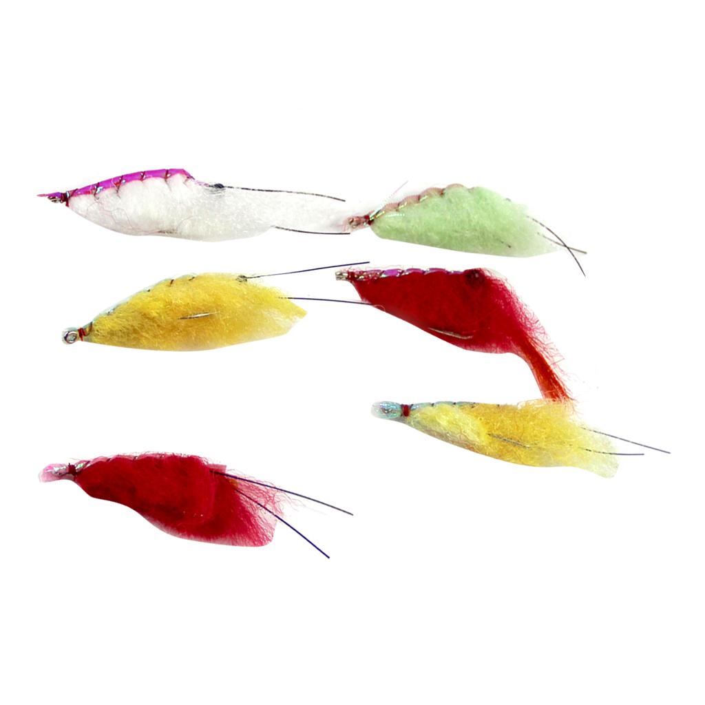 6pcs Shrimp Fishing Flies Fly Fishing Flies Insects Flies with Feather Hook